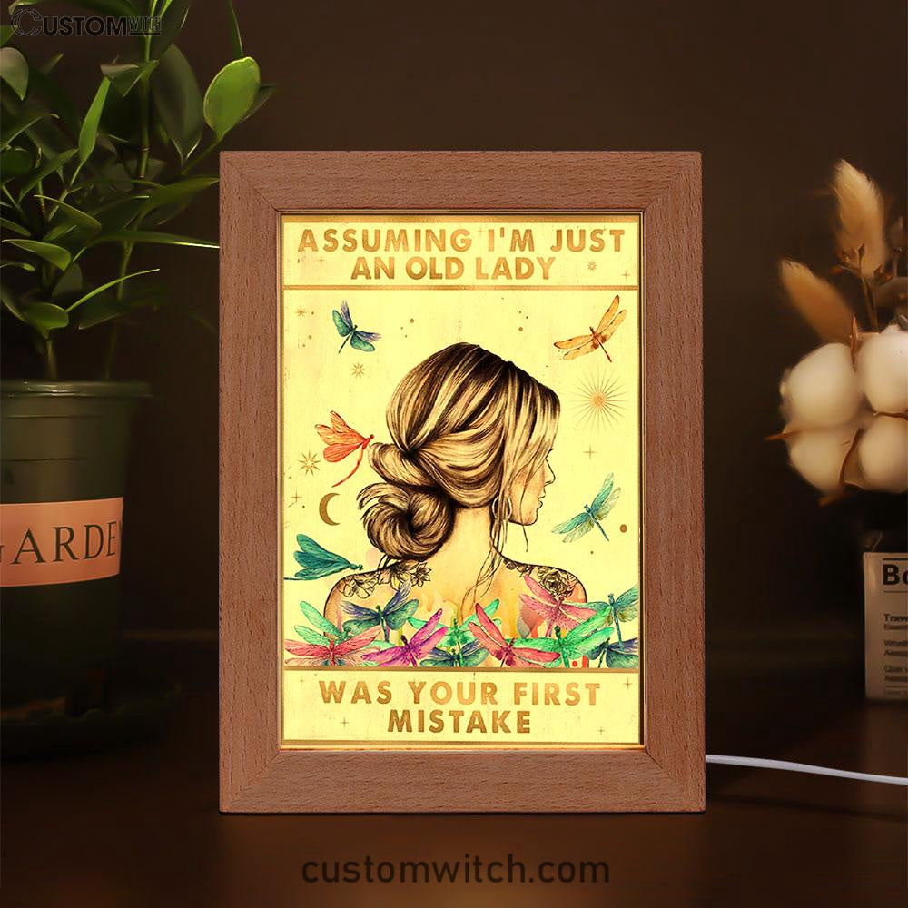 Assuming I'm Just An Old Lady Frame Lamp - Boho-Chic Art Decor - 40th 50th 60th 70th Birthday Gift For Women Bff, Grandmother Gift
