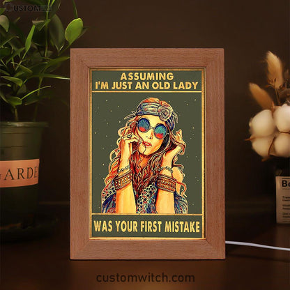Assuming I'm Just An Old Lady Frame Lamp Art - Boho Hippie Room Decor - Bohemian Room Decor - Gift For Women