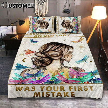Assuming I'm Just An Old Lady Quilt Bedding Set - Boho-Chic Bedroom Decor - 40th 50th 60th 70th Birthday Gift For Women Bff, Grandmother Gift