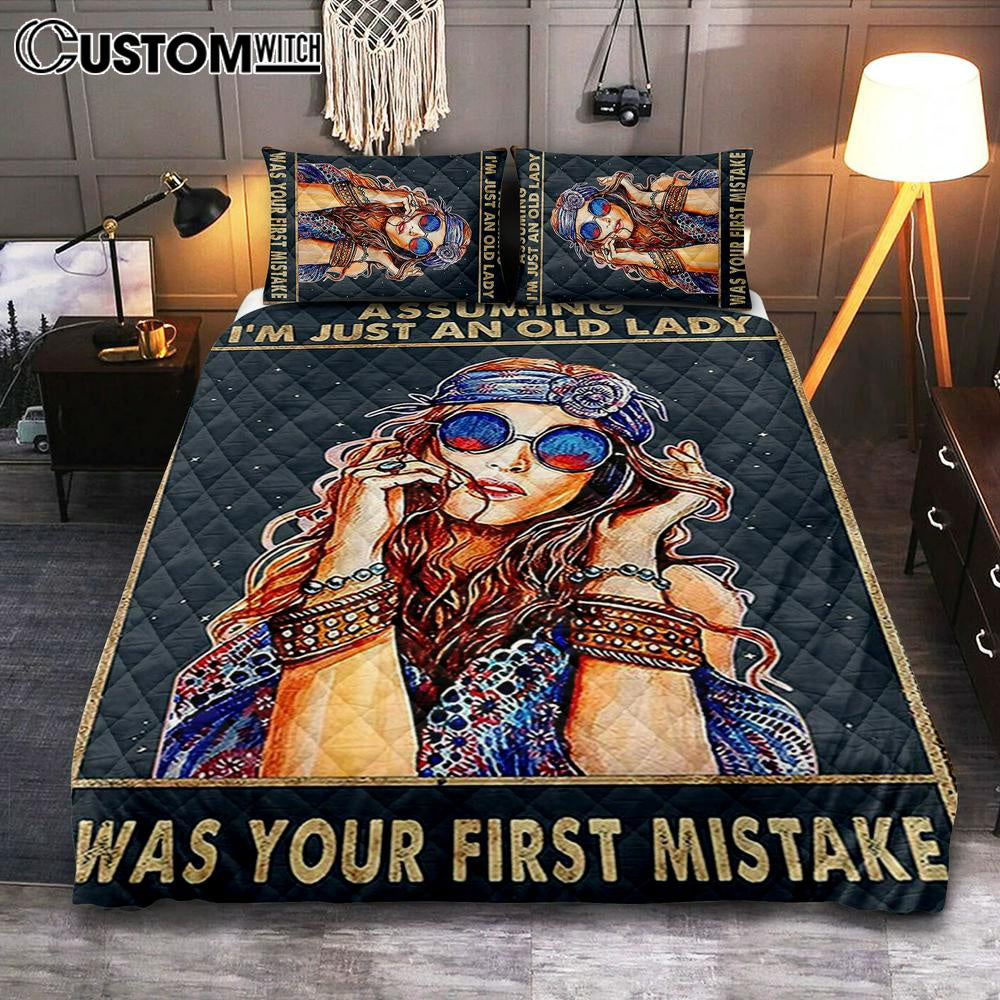 Assuming I'm Just An Old Lady Quilt Bedding Set Bedroom - Boho Hippie Room Decor - Bohemian Room Decor - Gift For Women