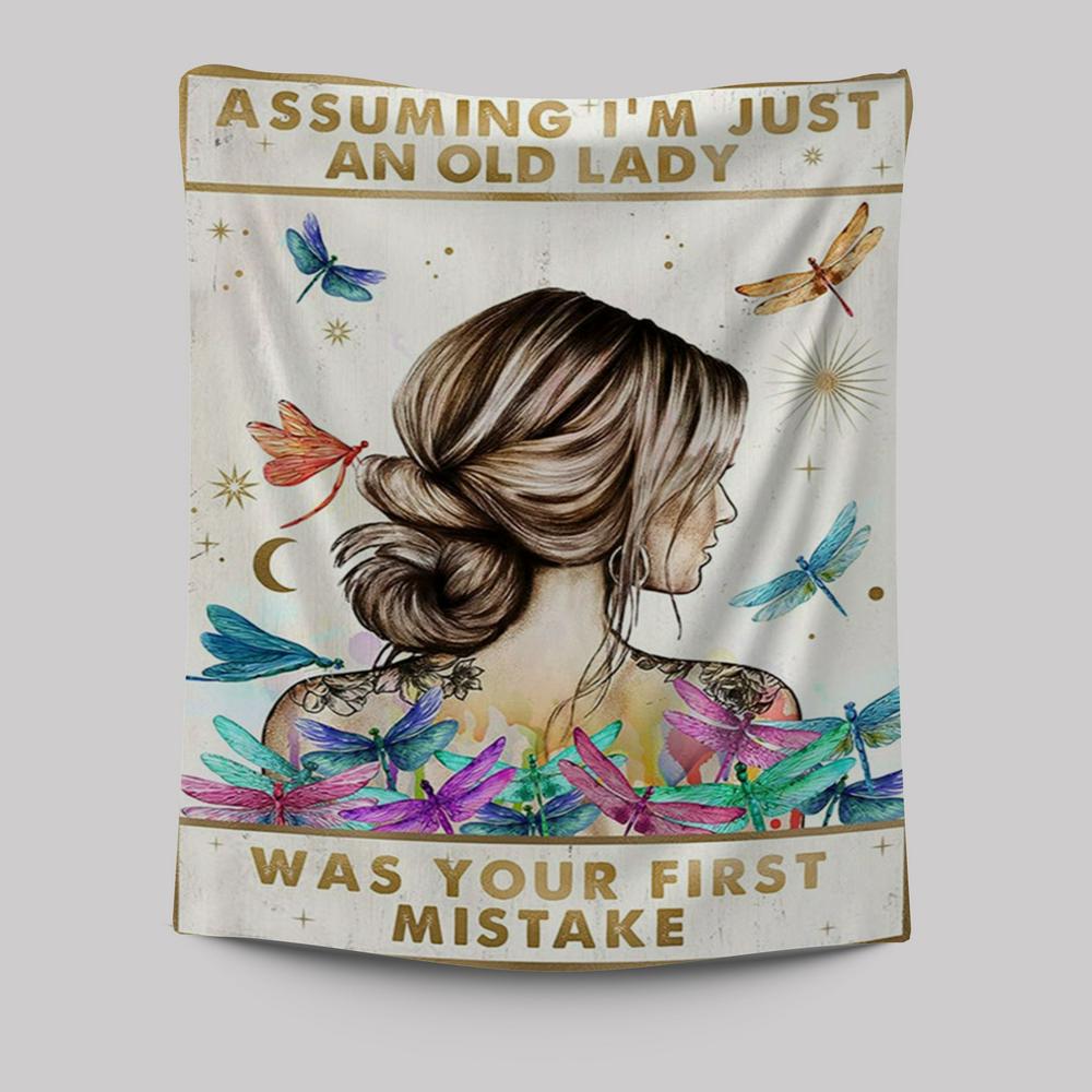 Assuming I'm Just An Old Lady Tapestry - Boho-Chic Wall Art Decor - 40th 50th 60th 70th Birthday Gift For Women Bff, Grandmother Gift