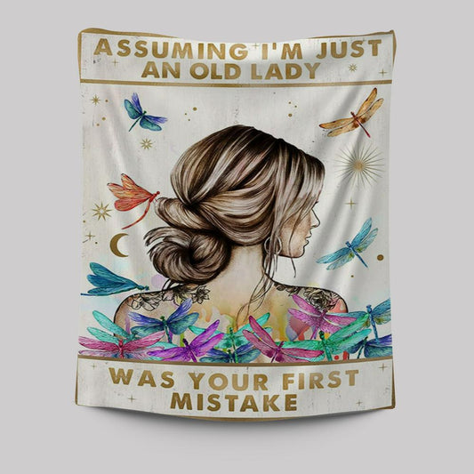 Assuming I'm Just An Old Lady Tapestry - Boho-Chic Wall Art Decor - 40th 50th 60th 70th Birthday Gift For Women Bff, Grandmother Gift