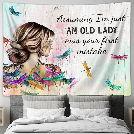 Assuming I'm Just An Old Lady Tapestry Wall Art - 40th 50th 60th 70th Birthday Gifts for Women