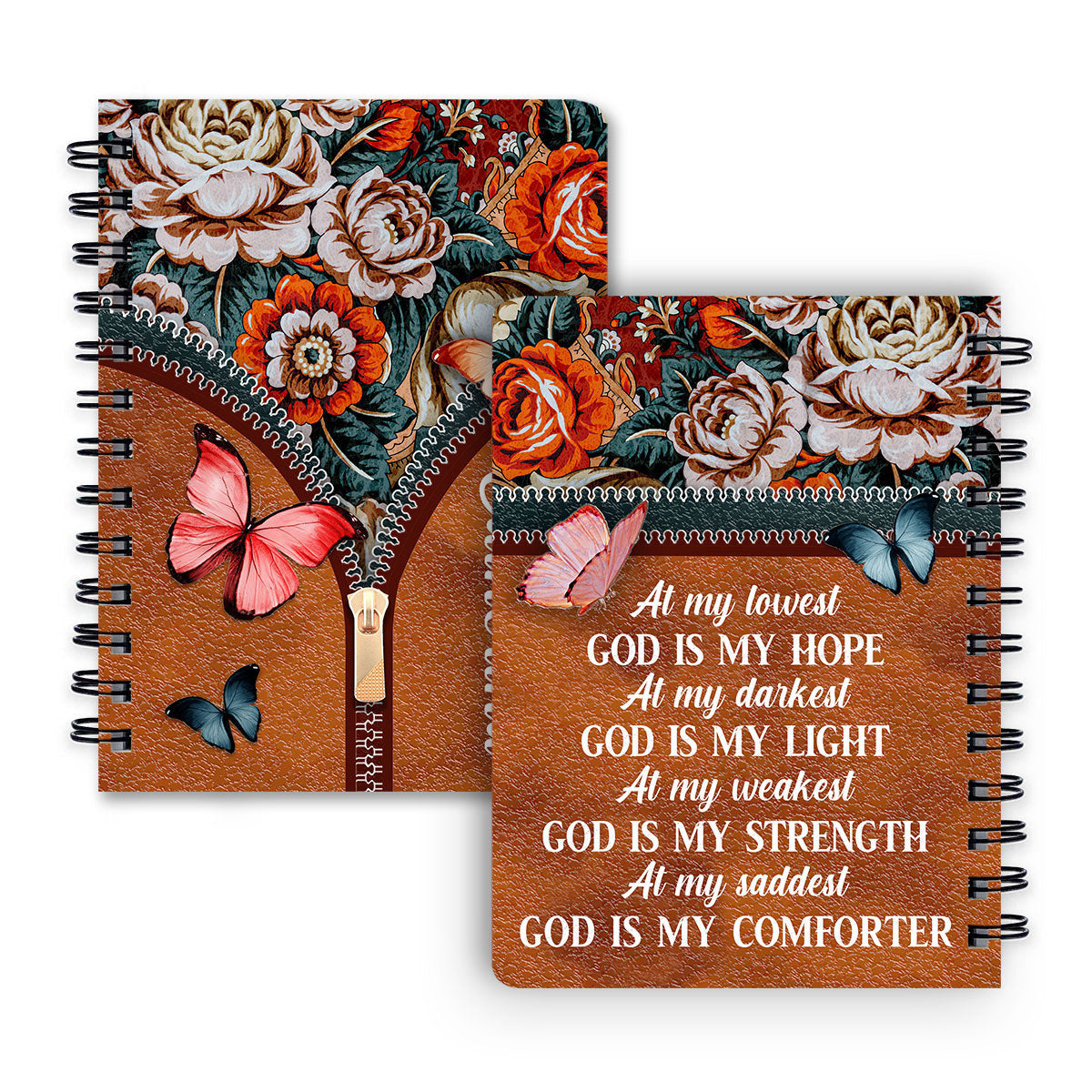 At My Darkest God Is My Light Butterfly Personalized Spiral Journal, Spiritual Gift Faith For Christians