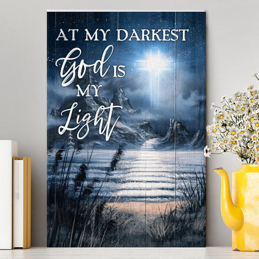 At My Darkest God Is My Light Canvas - Jesus And Horse Family Canvas Wall Art - Christian Wall Art Decor - Religious Canvas Prints
