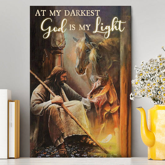 At My Darkest God Is My Light Canvas Wall Art - Christian Wall Art Decor - Religious Canvas Prints