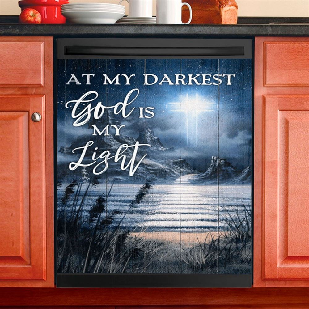 At My Darkest God Is My Light Dishwasher Cover, Bible Verse Dishwasher Magnet Cover, Christian Inspirational Kitchen Decor