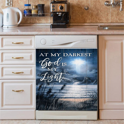 At My Darkest God Is My Light Dishwasher Cover, Bible Verse Dishwasher Magnet Cover, Christian Inspirational Kitchen Decor