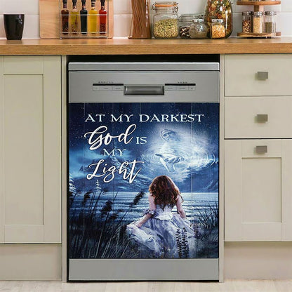 At My Darkest God Is My Light Dishwasher Cover, Christian Dishwasher Magnet Cover, Religious Kitchen Decor