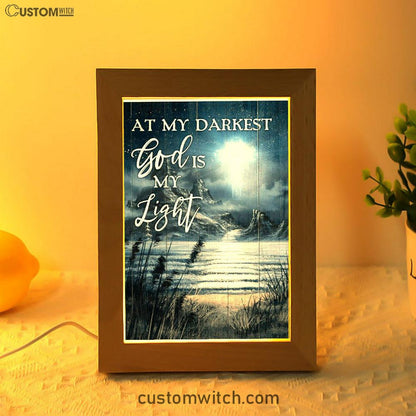 At My Darkest God Is My Light Frame Lamp - Jesus And Horse Family Frame Lamp Art - Christian Art Decor - Religious Gifts Night Light