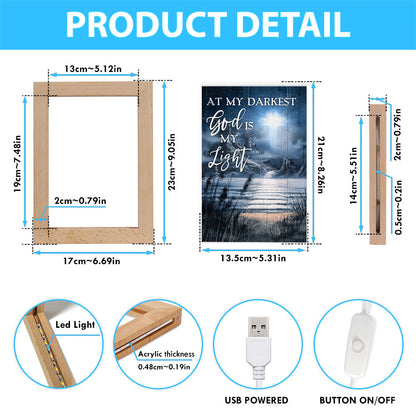 At My Darkest God Is My Light Frame Lamp - Jesus And Horse Family Frame Lamp Art - Christian Art Decor - Religious Gifts Night Light
