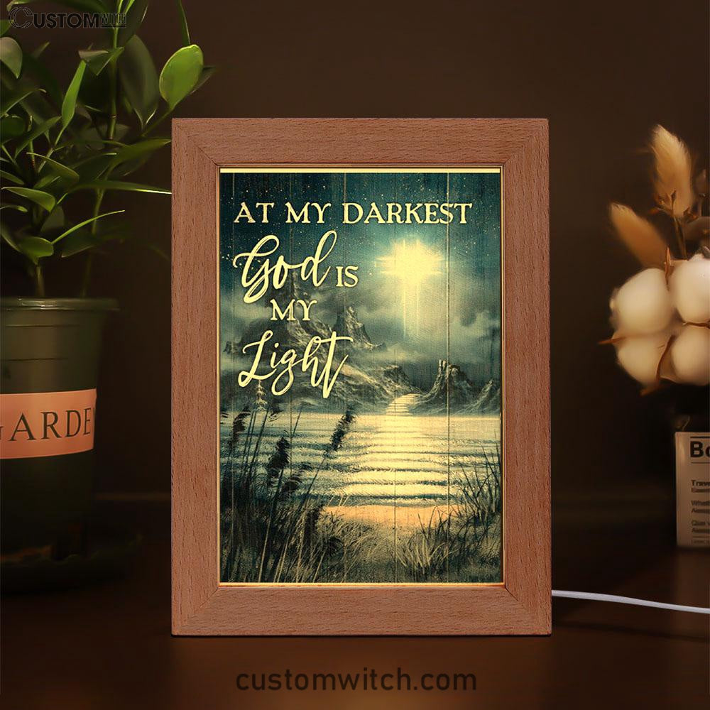 At My Darkest God Is My Light Frame Lamp - Jesus And Horse Family Frame Lamp Art - Christian Art Decor - Religious Gifts Night Light