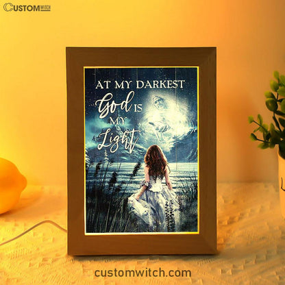 At My Darkest God Is My Light Frame Lamp Art - Bible Verse Art - Christian Inspirational Decor