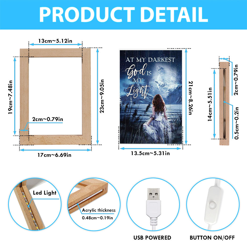 At My Darkest God Is My Light Frame Lamp Art - Bible Verse Art - Christian Inspirational Decor