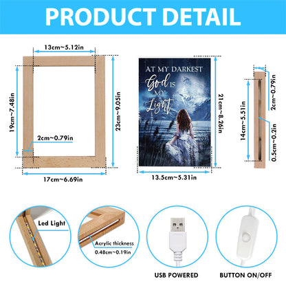 At My Darkest God Is My Light Frame Lamp Art - Bible Verse Art - Christian Inspirational Decor