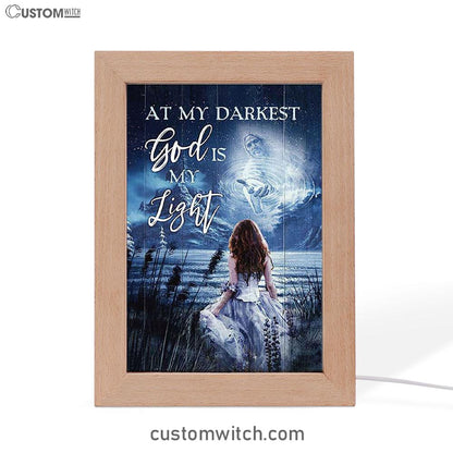 At My Darkest God Is My Light Frame Lamp Art - Bible Verse Art - Christian Inspirational Decor