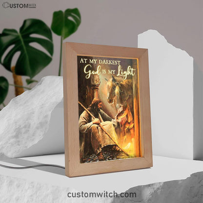 At My Darkest God Is My Light Frame Lamp Art - Christian Art Decor - Religious Gifts Night Light