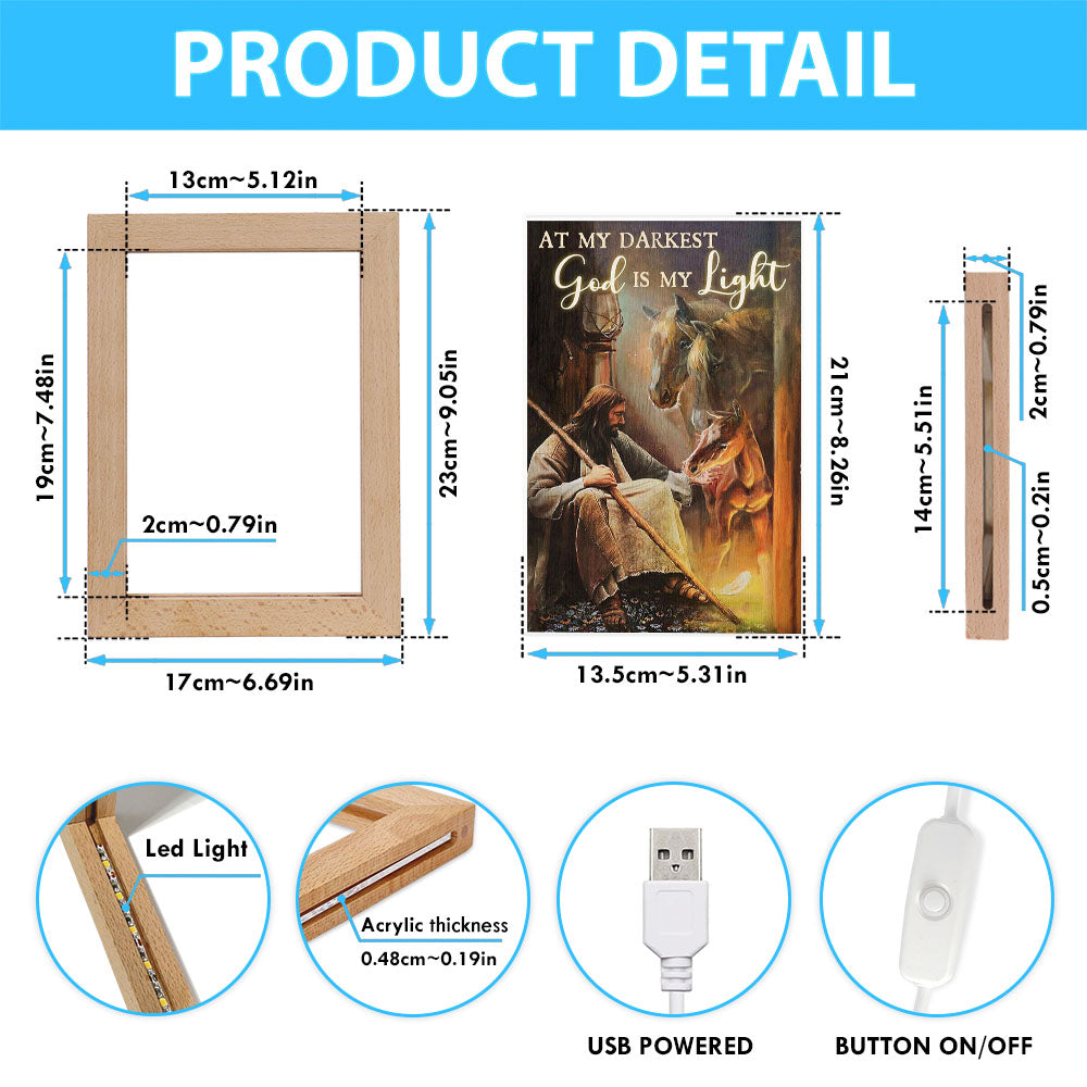 At My Darkest God Is My Light Frame Lamp Art - Christian Art Decor - Religious Gifts Night Light