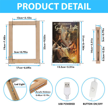 At My Darkest God Is My Light Frame Lamp Art - Christian Art Decor - Religious Gifts Night Light