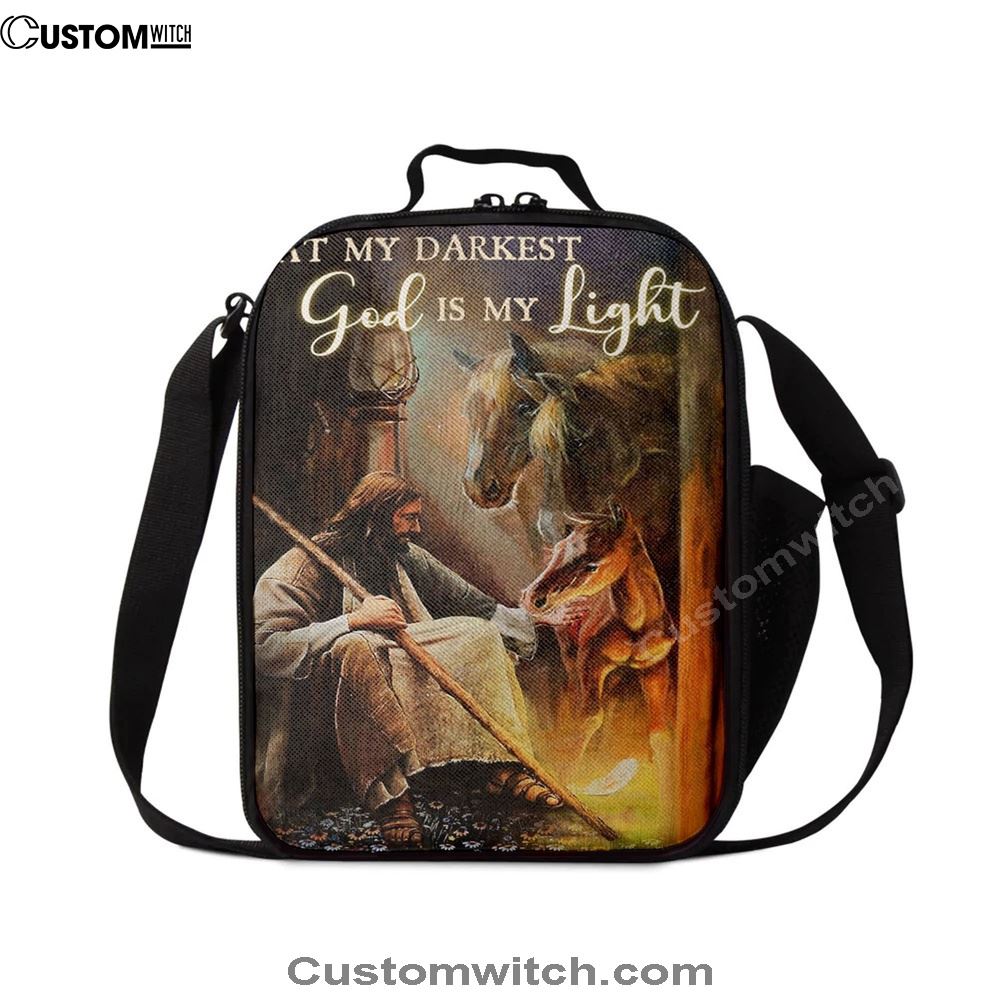At My Darkest God Is My Light Lunch Bag, Bible Lunch Bag, Christian Lunch Bag For School, Picnic, Religious Lunch Bag