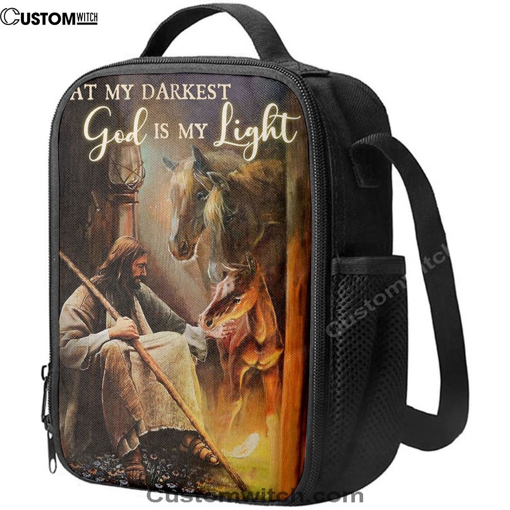 At My Darkest God Is My Light Lunch Bag, Bible Lunch Bag, Christian Lunch Bag For School, Picnic, Religious Lunch Bag