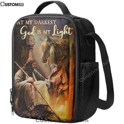 At My Darkest God Is My Light Lunch Bag, Bible Lunch Bag, Christian Lunch Bag For School, Picnic, Religious Lunch Bag