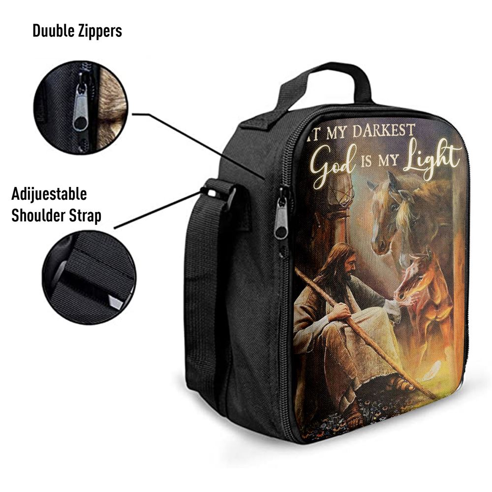 At My Darkest God Is My Light Lunch Bag, Bible Lunch Bag, Christian Lunch Bag For School, Picnic, Religious Lunch Bag
