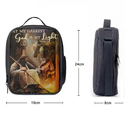 At My Darkest God Is My Light Lunch Bag, Bible Lunch Bag, Christian Lunch Bag For School, Picnic, Religious Lunch Bag