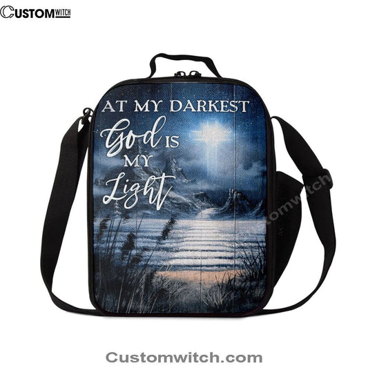 At My Darkest God Is My Light Lunch Bag, Christian Lunch Bag For School, Picnic, Religious Lunch Bag