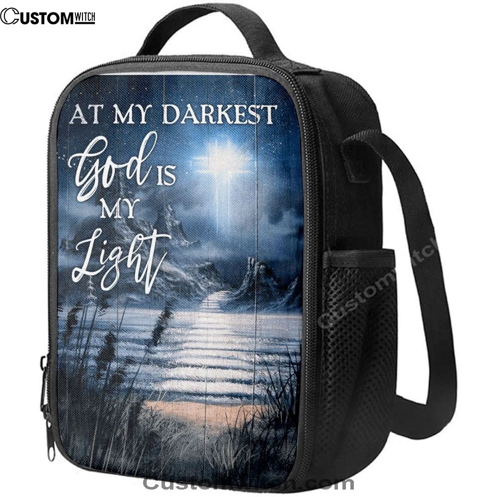 At My Darkest God Is My Light Lunch Bag, Christian Lunch Bag For School, Picnic, Religious Lunch Bag