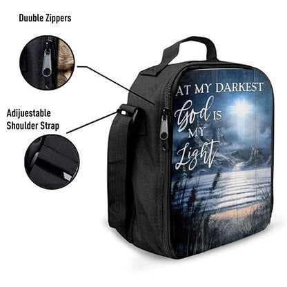 At My Darkest God Is My Light Lunch Bag, Christian Lunch Bag For School, Picnic, Religious Lunch Bag