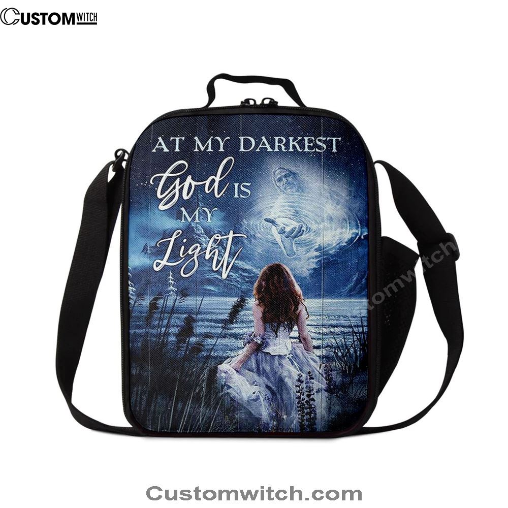 At My Darkest God Is My Light Lunch Bags, Christian Lunch Bag For School, Picnic, Religious Lunch Bag