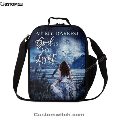 At My Darkest God Is My Light Lunch Bags, Christian Lunch Bag For School, Picnic, Religious Lunch Bag