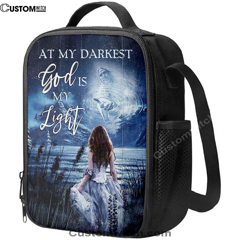 At My Darkest God Is My Light Lunch Bags, Christian Lunch Bag For School, Picnic, Religious Lunch Bag