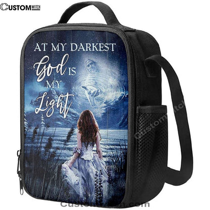 At My Darkest God Is My Light Lunch Bags, Christian Lunch Bag For School, Picnic, Religious Lunch Bag