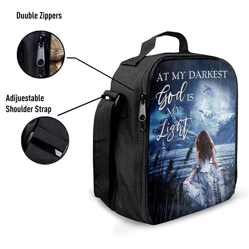 At My Darkest God Is My Light Lunch Bags, Christian Lunch Bag For School, Picnic, Religious Lunch Bag