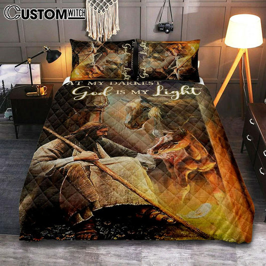 At My Darkest God Is My Light Quilt Bedding Set Bedroom - Christian Bedroom Decor - Religious Quilt Bedding Set Prints
