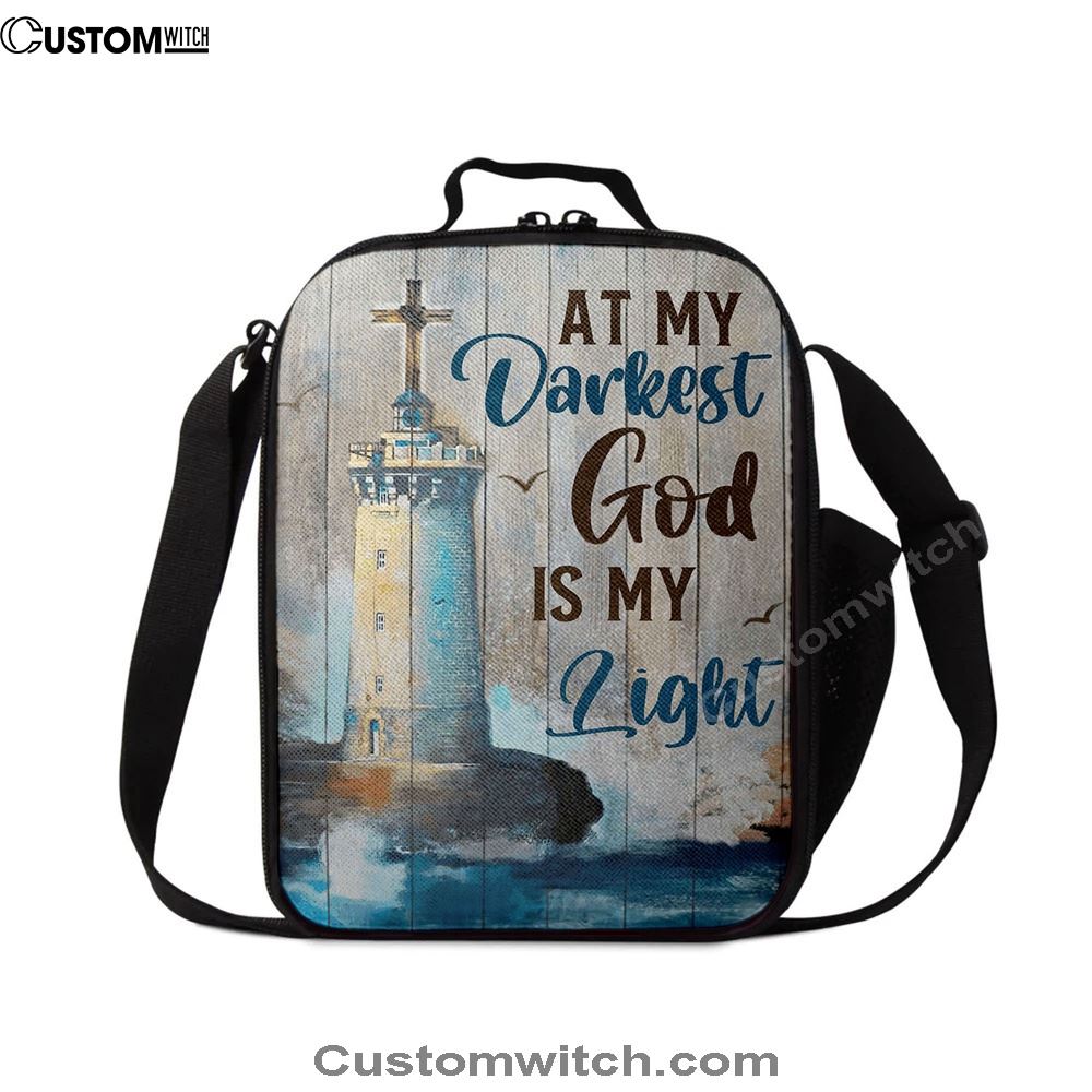 At My Drakest God Is My Life Lighthouse Lunch Bag, Christian Lunch Bag For School, Picnic, Religious Lunch Bag
