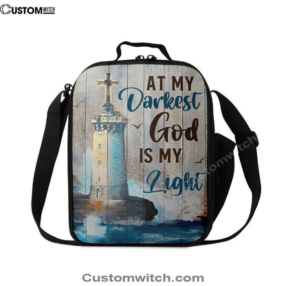 At My Drakest God Is My Life Lighthouse Lunch Bag, Christian Lunch Bag For School, Picnic, Religious Lunch Bag
