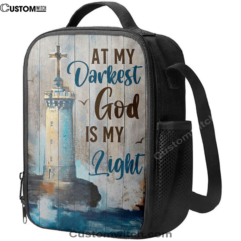 At My Drakest God Is My Life Lighthouse Lunch Bag, Christian Lunch Bag For School, Picnic, Religious Lunch Bag
