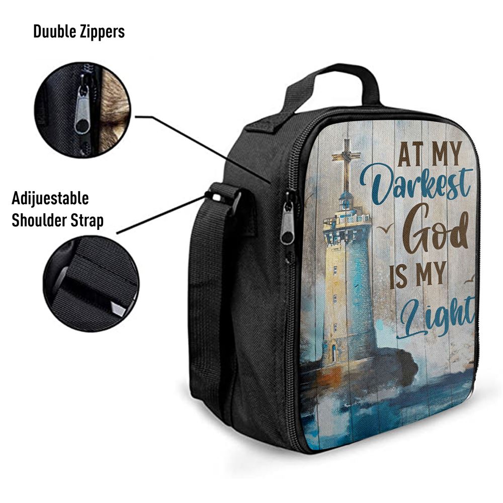 At My Drakest God Is My Life Lighthouse Lunch Bag, Christian Lunch Bag For School, Picnic, Religious Lunch Bag