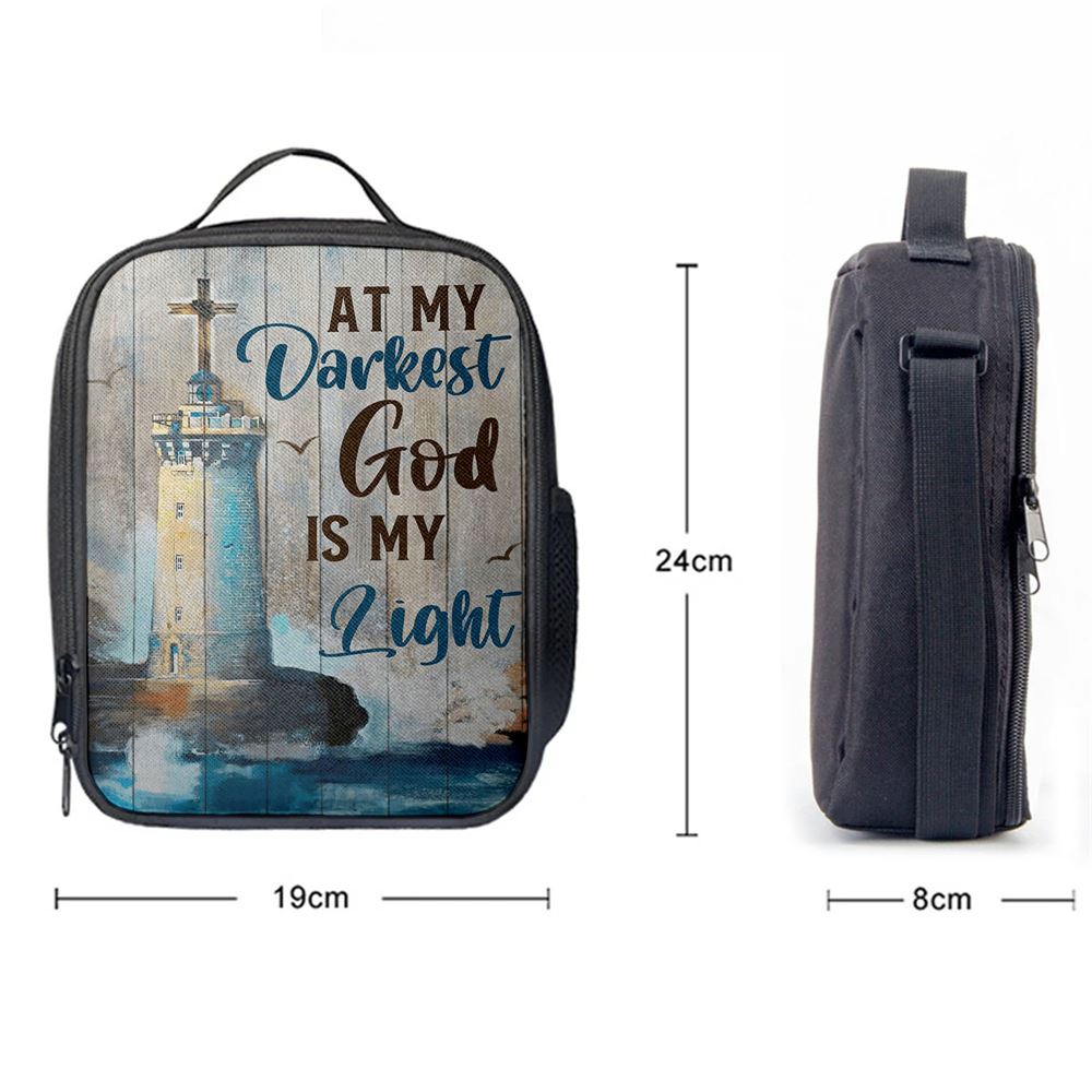At My Drakest God Is My Life Lighthouse Lunch Bag, Christian Lunch Bag For School, Picnic, Religious Lunch Bag