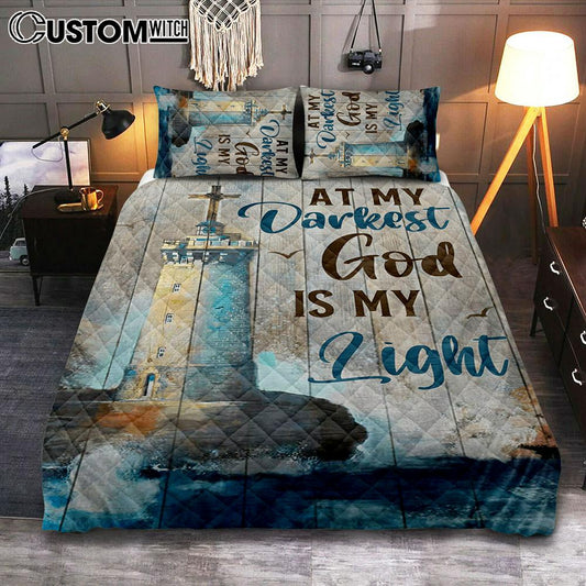 At My Drakest God Is My Life Lighthouse Quilt Bedding Set Bedroom - Christian Cover Twin Bedding Quilt Bedding Set - Religious Quilt Bedding Set Prints