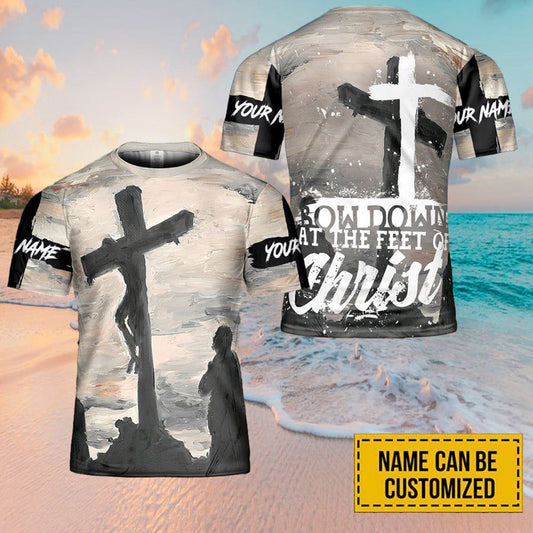At The Feet Of Christ Jesus Custom Name All Over Print 3D T-Shirt, Gift For Christian, Jesus Shirt