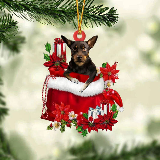 Australian Kelpie In Gift Bag Christmas Ornament, Christmas Gift, Christmas Tree Decorations, Christmas Ornament 2023