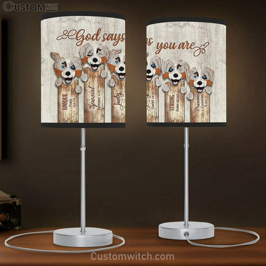 Australian Shepherd God Says You Are Table Lamb Gift - Bible Verse Table Lamb - Religious Bedroom Decor