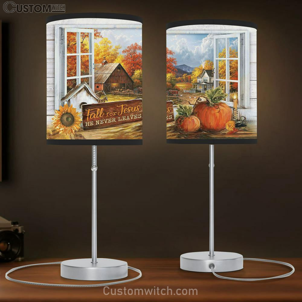 Autumn Pumpkin Farmhouse Fall For Jesus Table Lamb Gift - Bible Verse Table Lamb - Religious Bedroom Decor