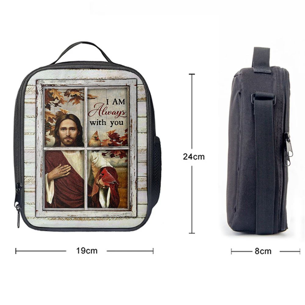 Autumn Season Cardinals Lunch Bag, Christian Lunch Bag For School, Picnic, Religious Lunch Bag