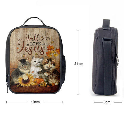 Autumn Season Cute Kittens Pumpkin Cat Painting Lunch Bag, Christian Lunch Bag For School, Picnic, Religious Lunch Bag