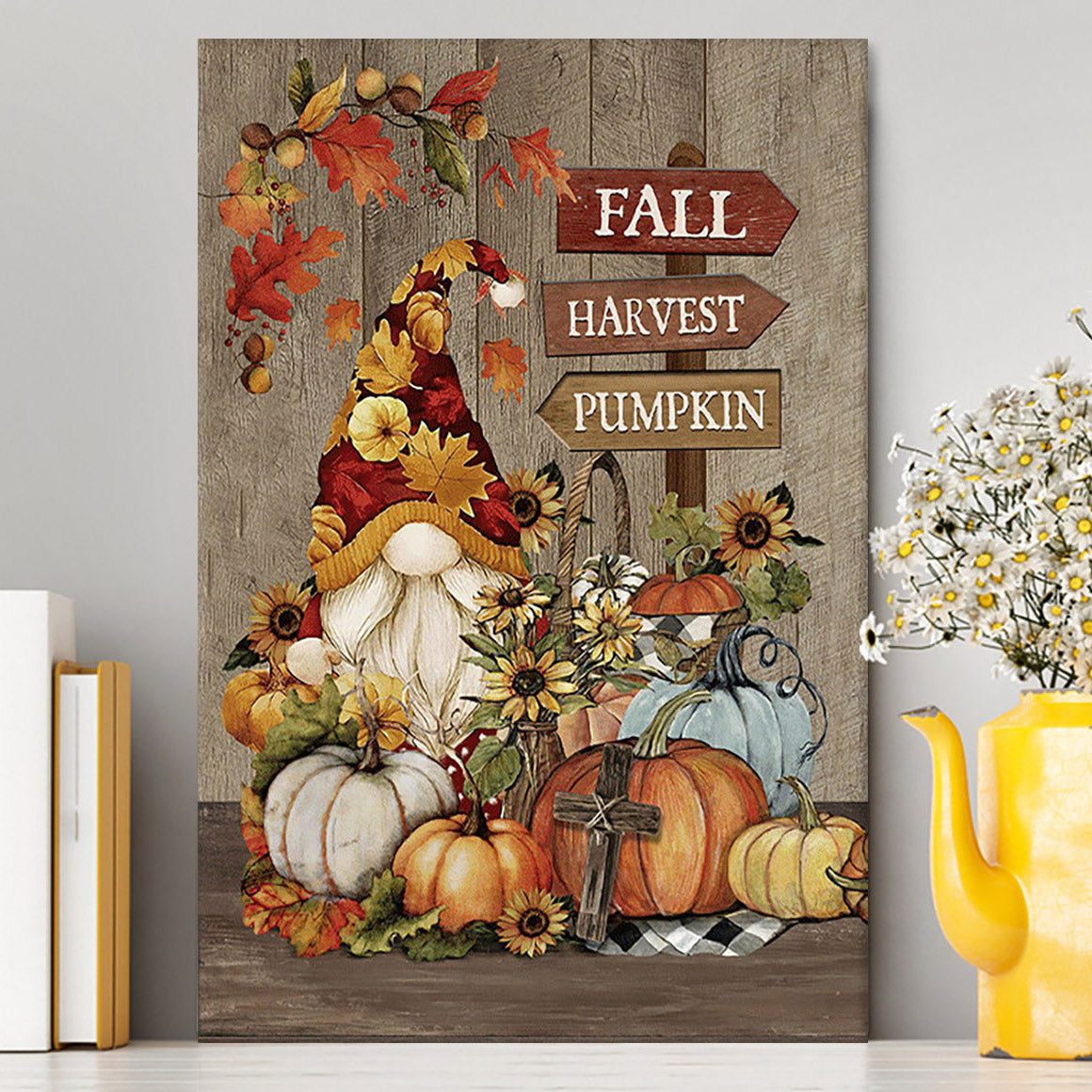 Autumn Season Pumpkin Autumn Leaves Fall Harvest Pumpkin Canvas Wall Art - Christian Canvas Prints - Bible Verse Canvas Art